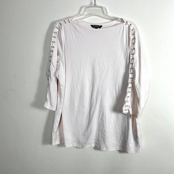 Lauren Ralph Lauren Off White Lace up Sleeve pullover size 2X - Picture 2 of 9